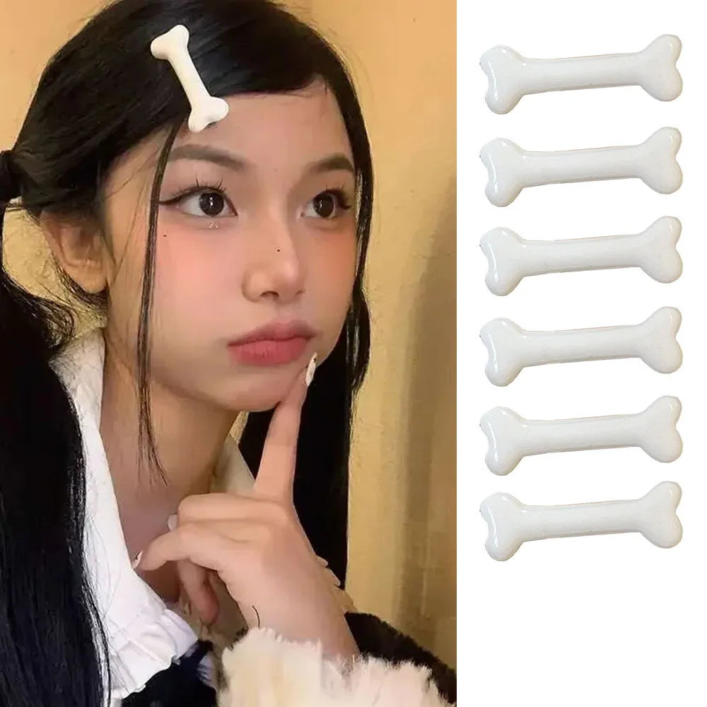 White Bone Hair Clip Cute Cartoon Bobby Pin Y2K Fashion Hair Volume Clip Small Hairpins Barrettes Creative Hair Accessories 2026