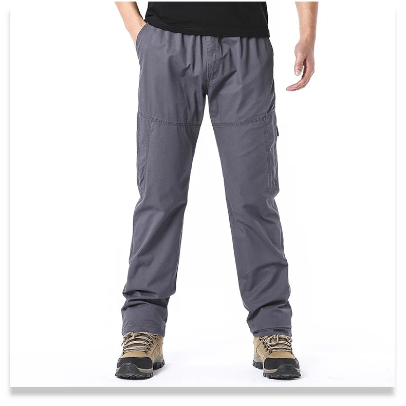 Men's Cotton Cargo Pants with Multiple Pockets