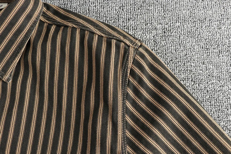 Men's Retro Stripe Long-Sleeve Casual Shirt