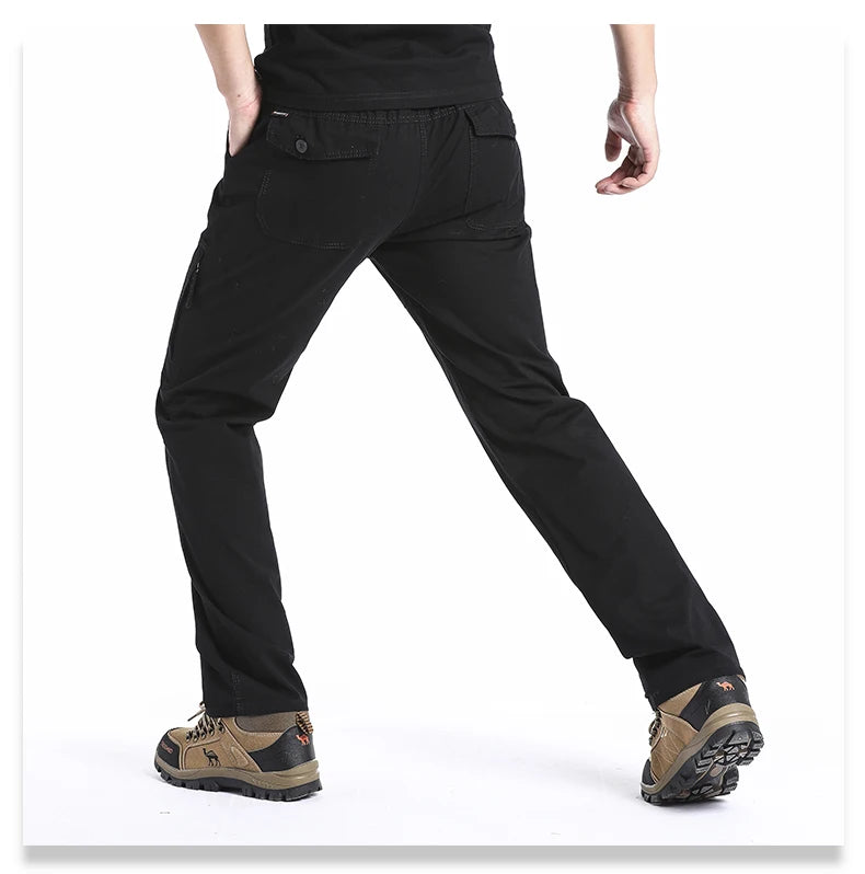 Men's Cotton Cargo Pants with Multiple Pockets