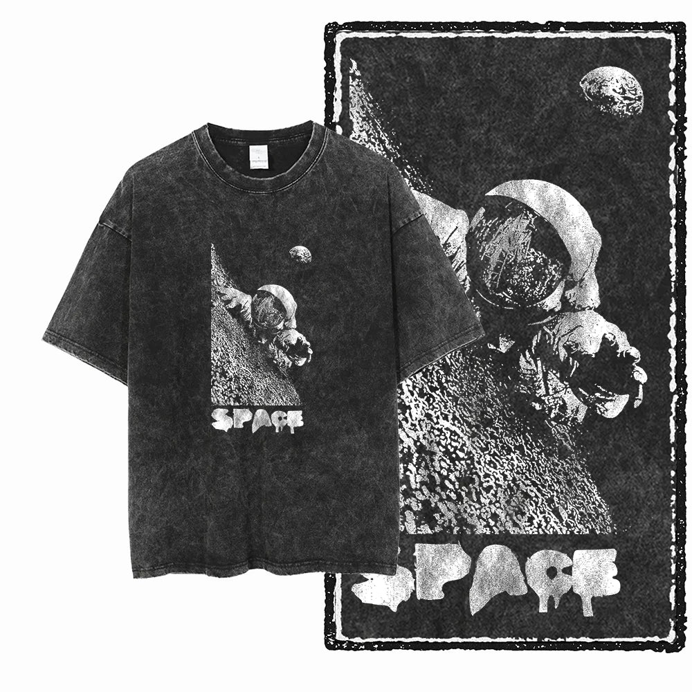 Astronaut Space Print Cotton Graphic T-Shirt