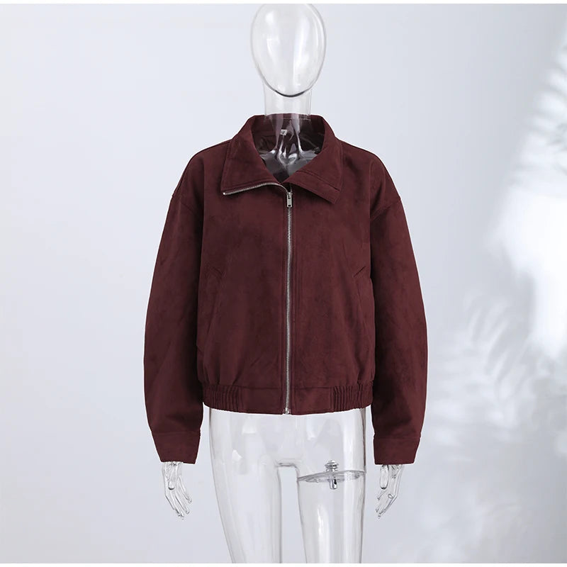 Women's Faux Suede Belted Winter Jacket