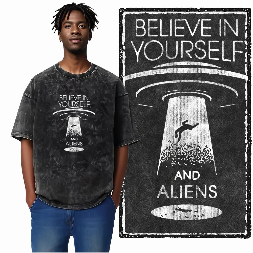 Astronaut Space Print Cotton Graphic T-Shirt