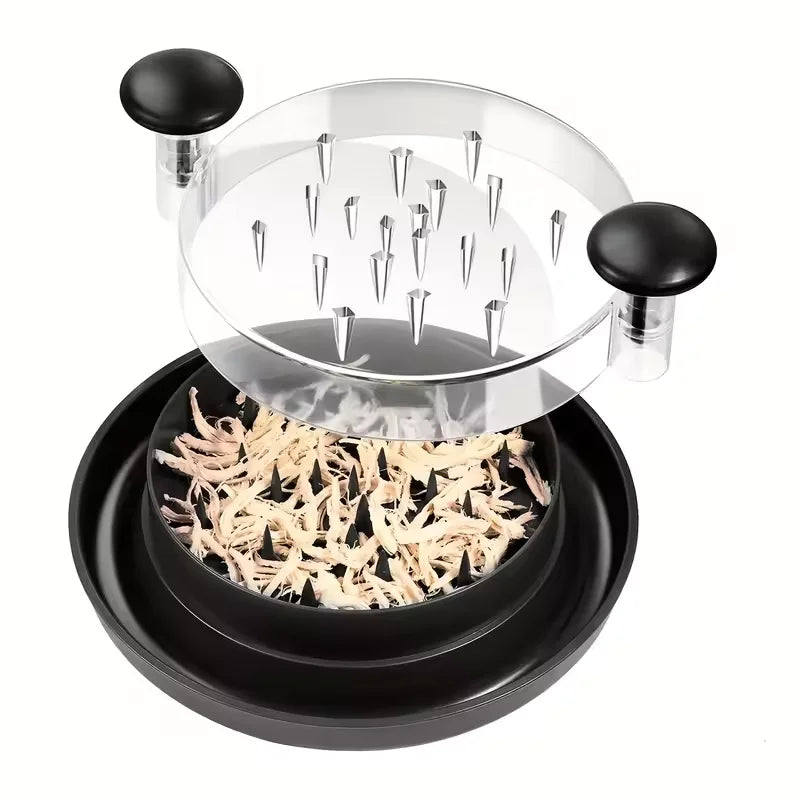 Outil de déchiquetage pour blanc de poulet avec couvercle transparent, hachoir à viande pour poulet, bœuf, chou et légumes, outil de cuisine rotatif