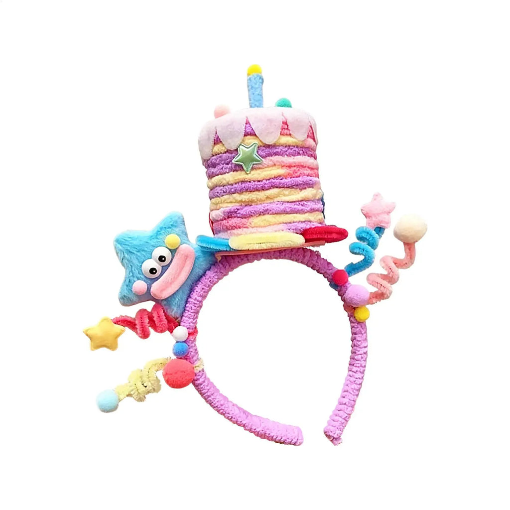 1PC Cake Star Headband Cartoon Headpieces Adjustable Twisted Bar Headband Headwear  Birthday Parties Photography Hair Hoops