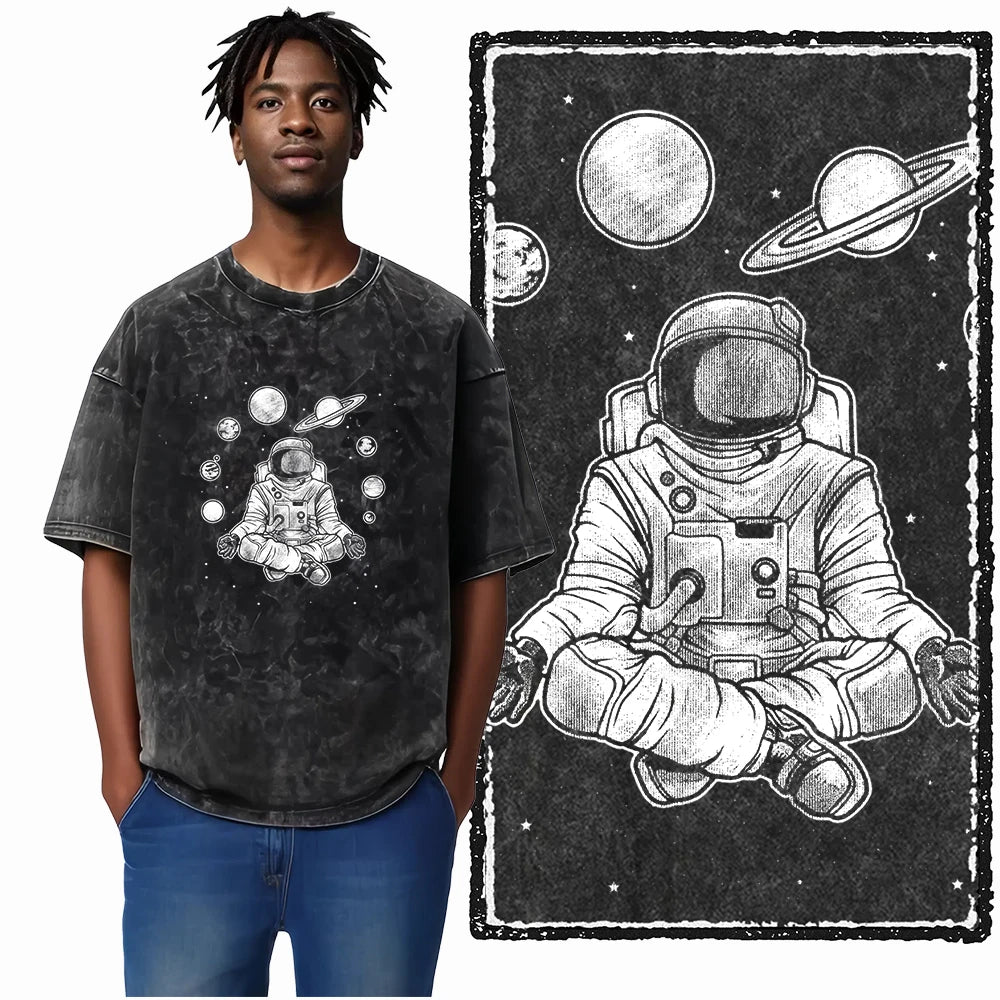 Astronaut Space Print Cotton Graphic T-Shirt