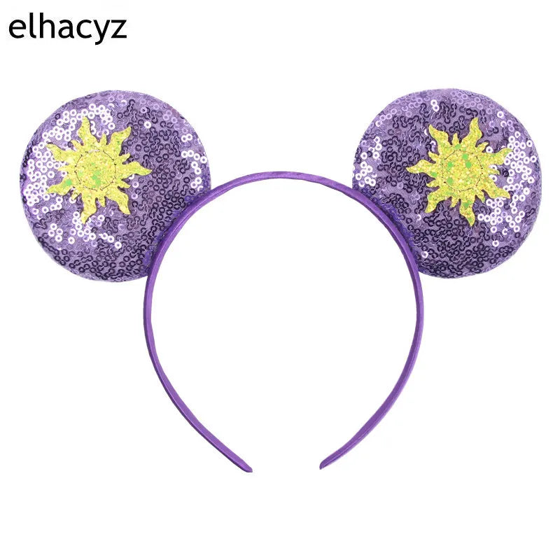Fashion Cute Mouse Princess Headband 3.3"Ears For Kids Rapunzel Hair Band Women Hair Accessories Girls Sequins Bow Headwear