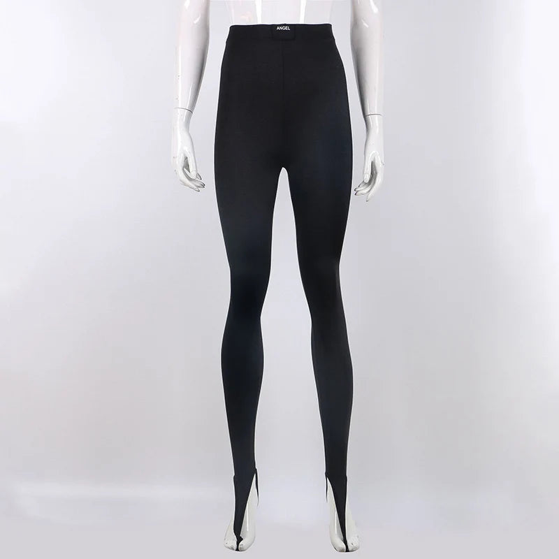 Women's Black High-Waisted Skinny Y2K Pants
