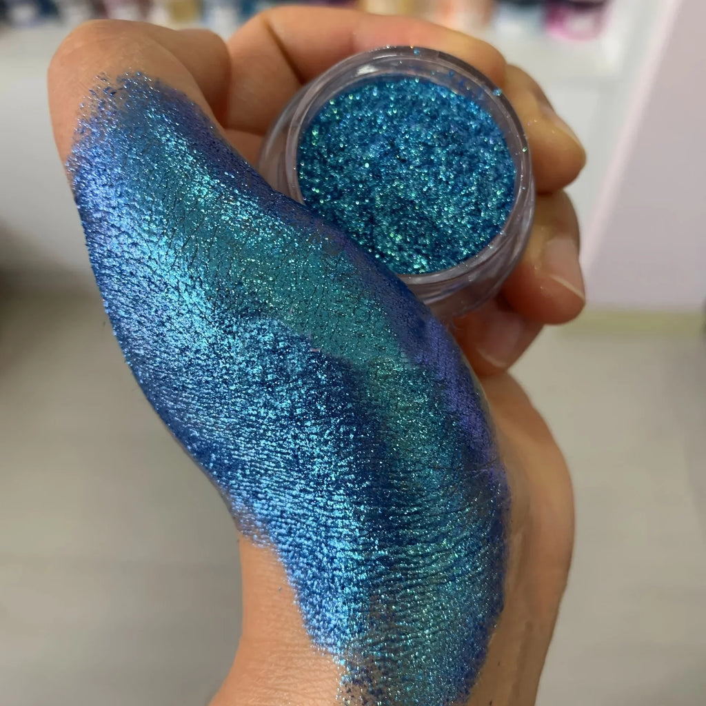 Vibrant  Mini Aurora Chameleon Glitter Powder, Multi-Color Gradient Berry/Purple/Blue/Green Tones Stunning Body Makeup