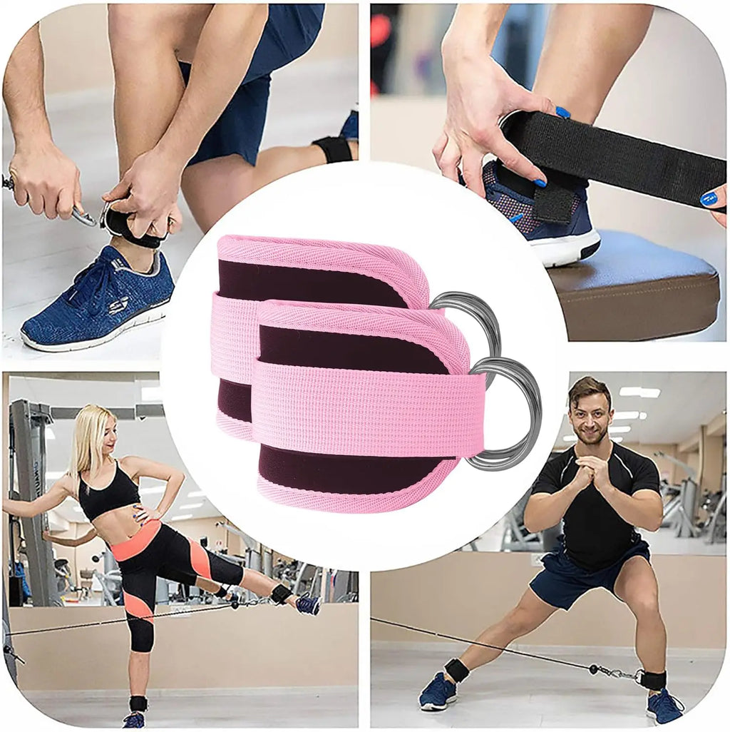 Sangles de cheville à double anneau en D pour exercices de musculation, fessiers, jambes, renforcement, maintien et sécurité sportive des abducteurs