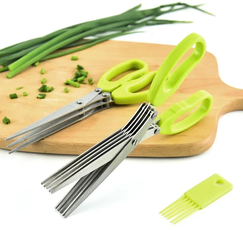 Ciseaux de cuisine multi-couches en acier inoxydable pour légumes, échalotes, herbes, algues, épices, outil de cuisine, accessoires de cuisine