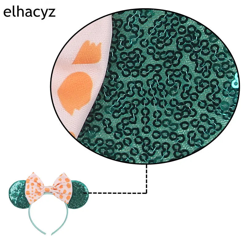 Fashion Cute Mouse Princess Headband 3.3"Ears For Kids Rapunzel Hair Band Women Hair Accessories Girls Sequins Bow Headwear