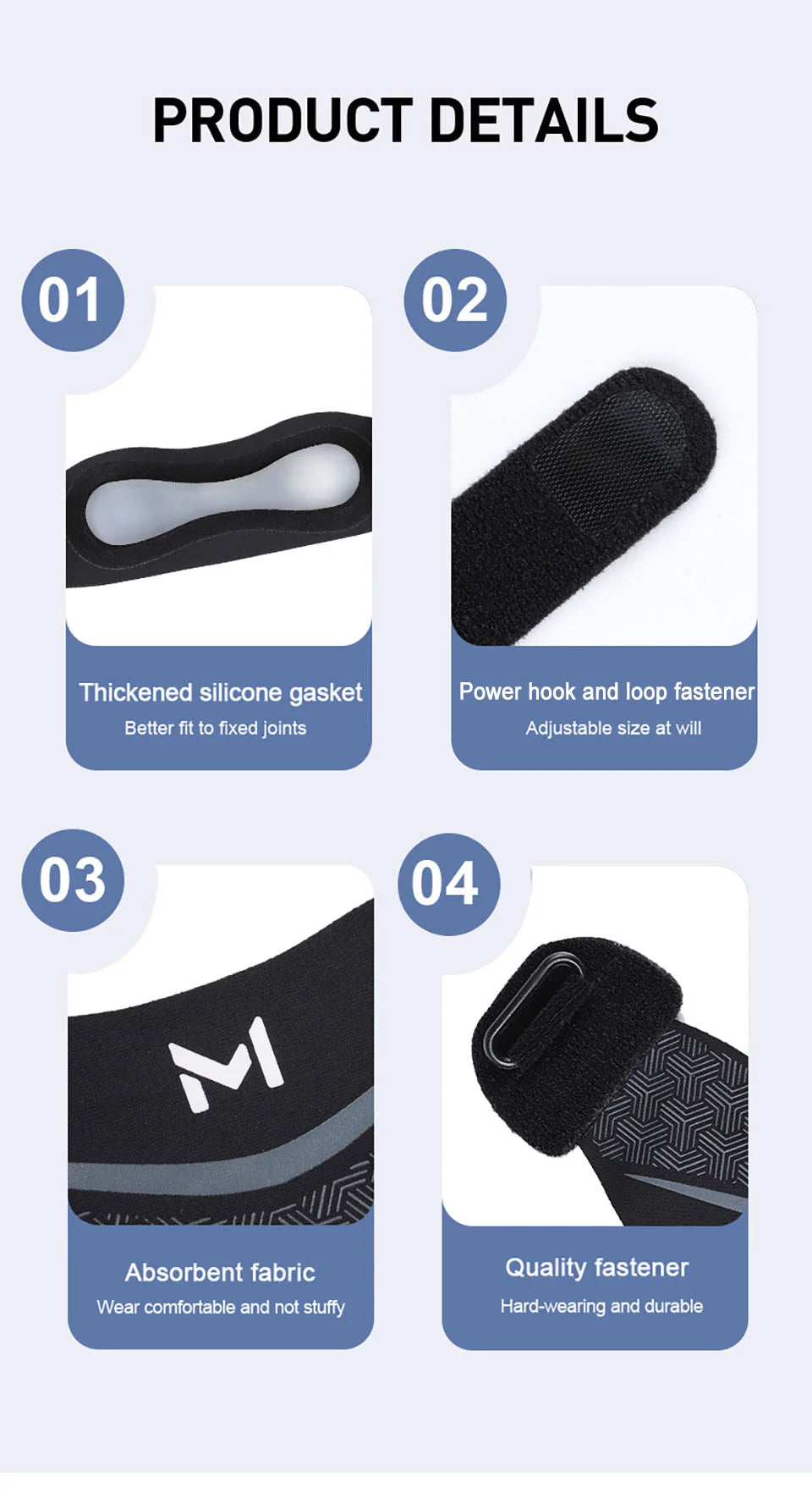 GTUBIKE 1PCS Stabilisateur de rotule réglable pour le soulagement des douleurs au genou, soutien pour tendinite et arthrite, sangle de sport pour la course et le saut