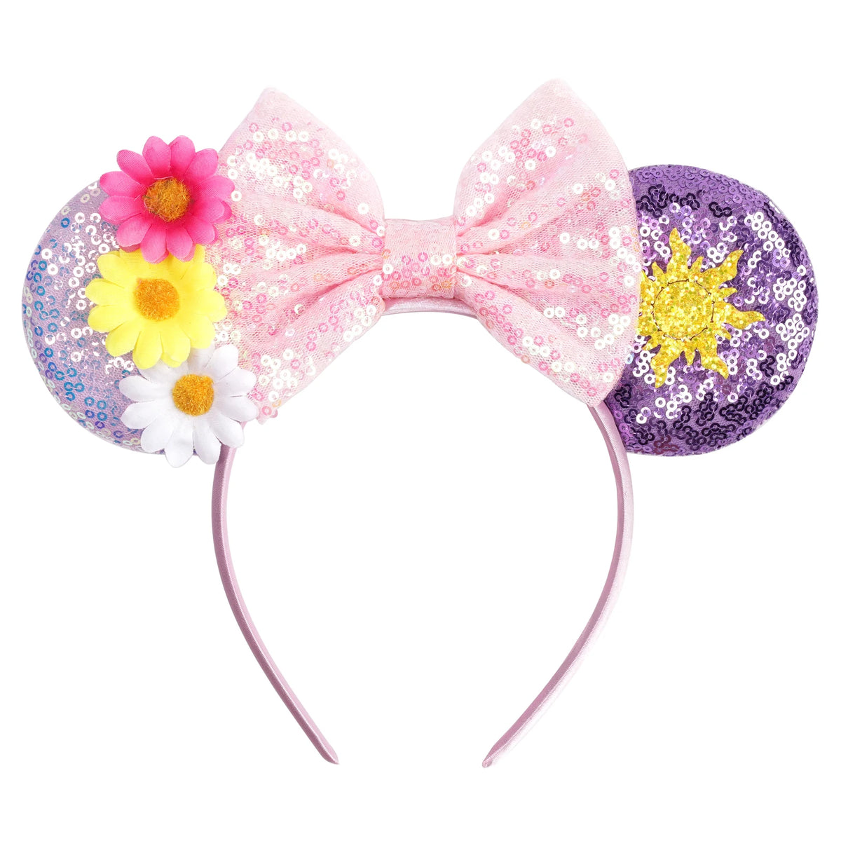 Fashion Cute Mouse Princess Headband 3.3"Ears For Kids Rapunzel Hair Band Women Hair Accessories Girls Sequins Bow Headwear