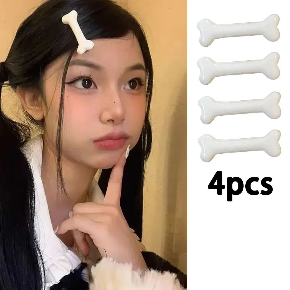 White Bone Hair Clip Cute Cartoon Bobby Pin Y2K Fashion Hair Volume Clip Small Hairpins Barrettes Creative Hair Accessories 2026