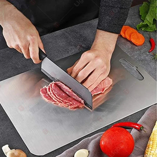 Double-Sided Stainless Steel & Titanium Cutting Board