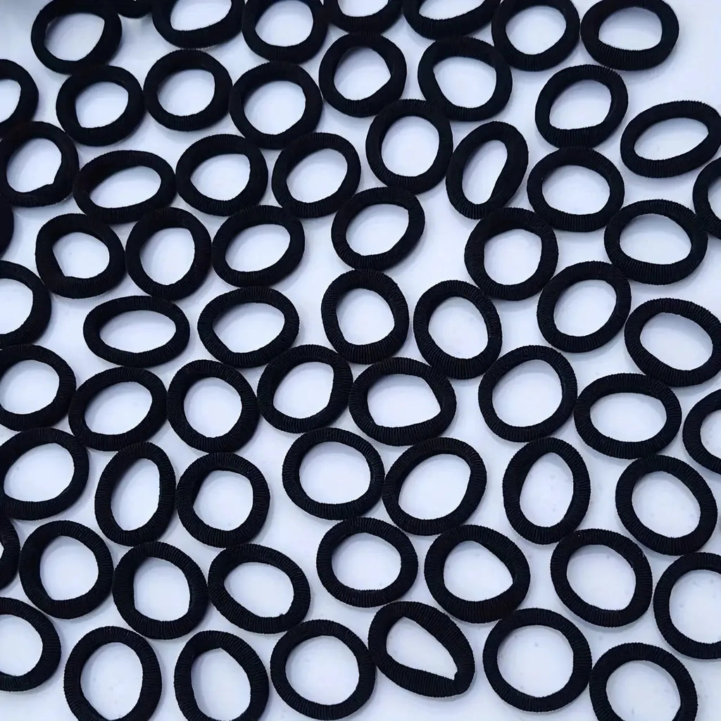 120 Black Mini Hair Ties + Zipper Bag, Non-Slip and Won'T Pull Hair, 1.98cm Ultra-Thin Ponytail Clips, Perfect for Girlfriends' Gatherings/Birthday Parties, Great Item for Styling and Beauty Looks, Birthday Gift | Independenc
