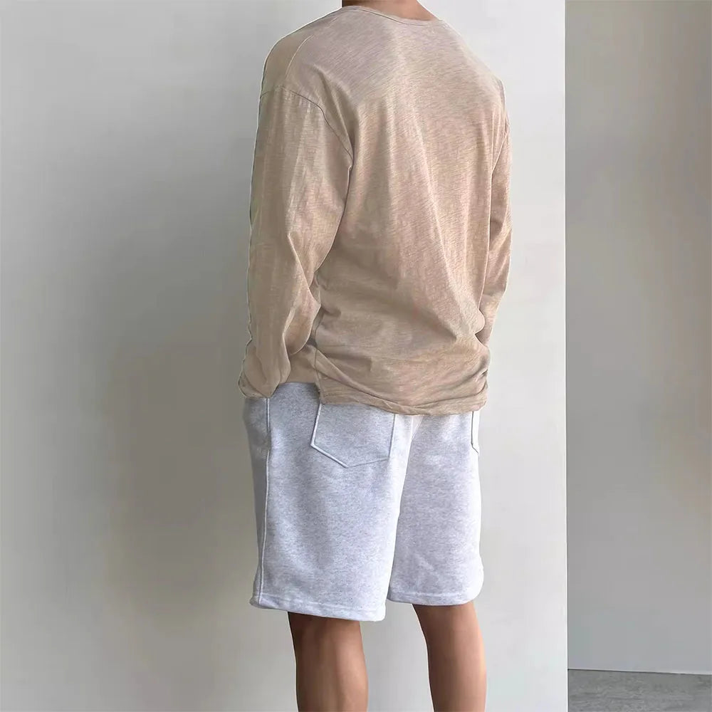 Men's Loose Long-Sleeve T-Shirt - Korean Style