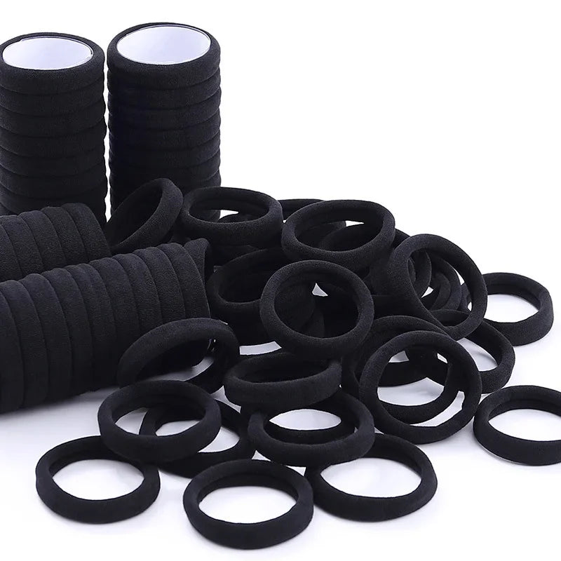 50/100pcs Black Hair Bands Hairband High Elastic Rubber Band Hair Ties Ponytail Holder Scrunchies Accessorie for Women Girls