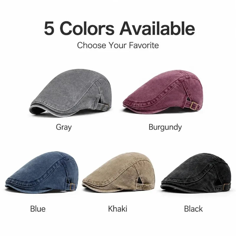 Vintage Washed Cotton Newsboy Hat Duckbill Ivy Casual Flat Cap for Men Women Spring Autumn Driving Cabbie Painter Beret