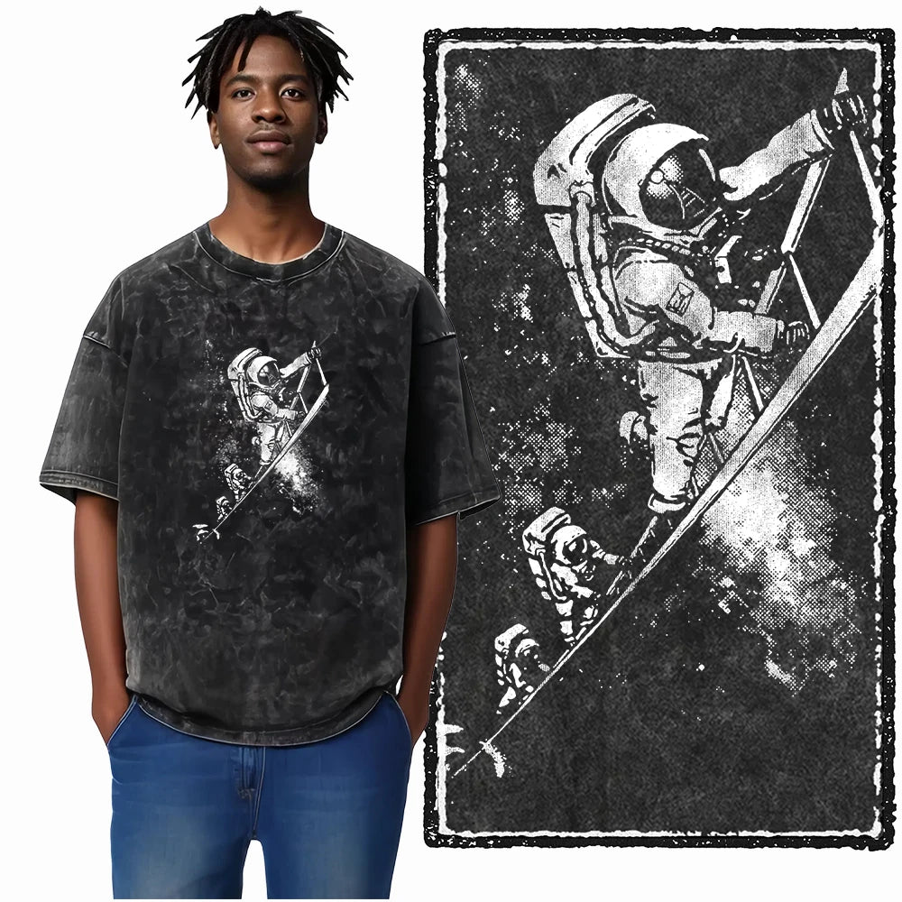 Astronaut Space Print Cotton Graphic T-Shirt