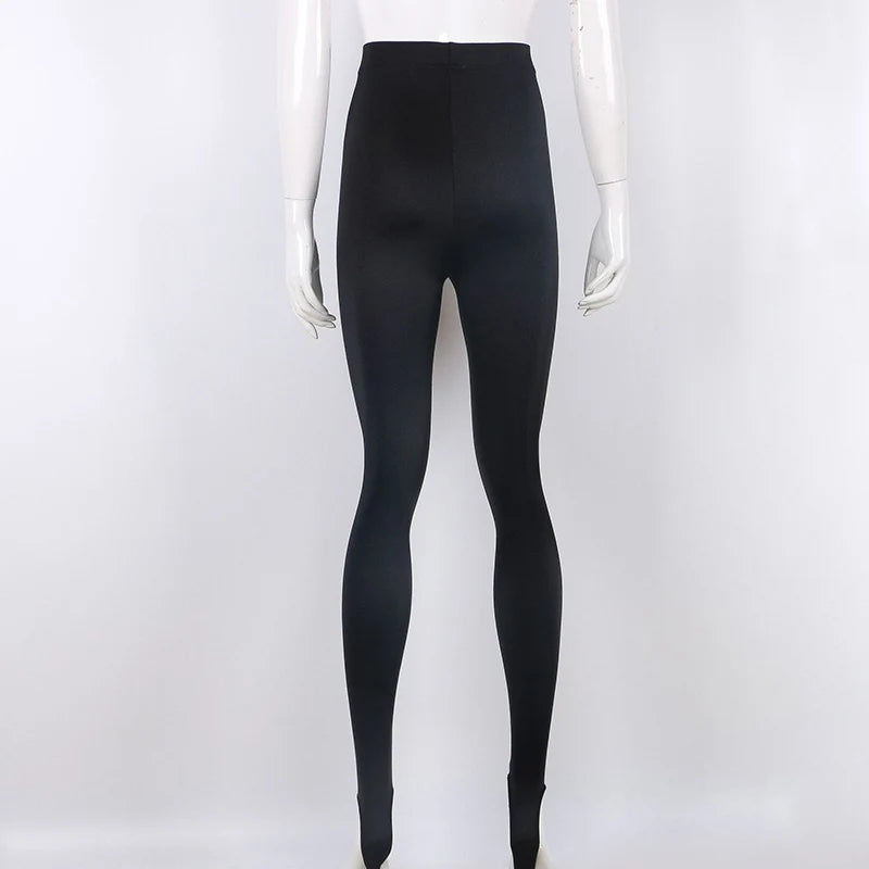 Women's Black High-Waisted Skinny Y2K Pants