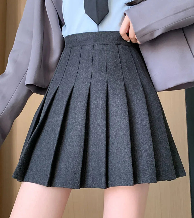 Women's Woolen Pleated Mini Skirt - Korean Style