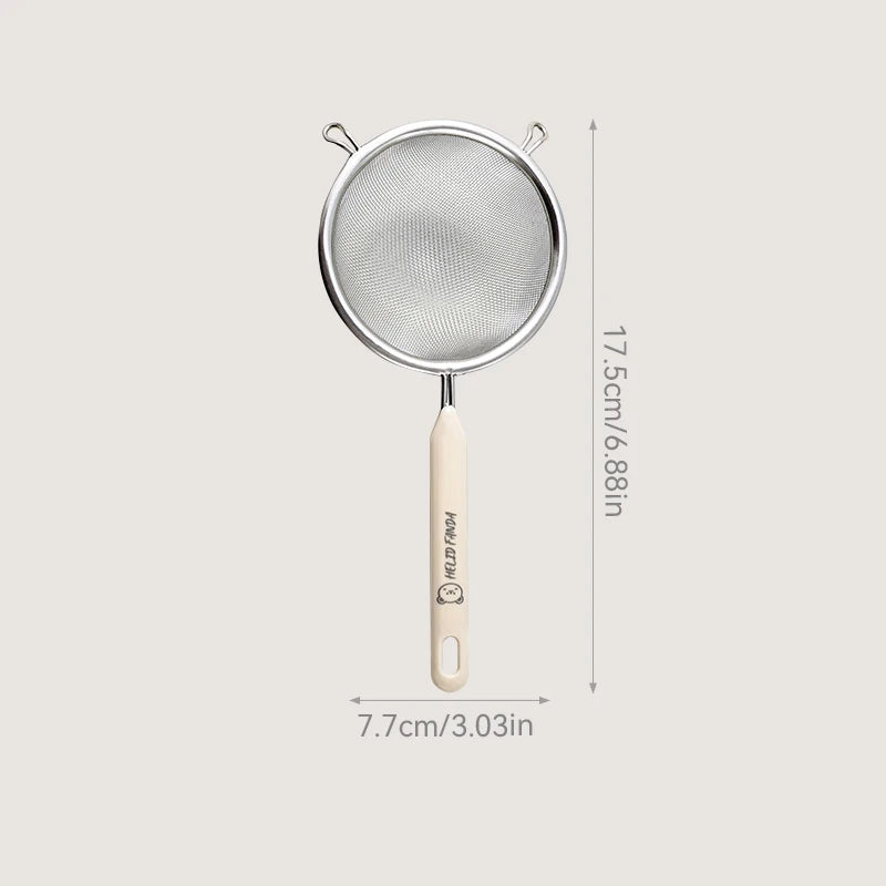 Passoire fine en acier inoxydable 304 durable avec poignée en plastique, tamis à farine, écumoire, ustensile de cuisine