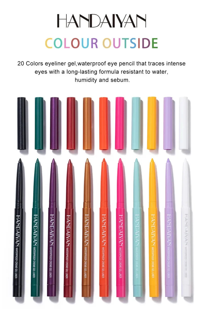 Matte Colorful Eye Liner Pen 20 Colors Eyeliner Gel Pencils Long Lasting Eye Shadow Pen Pink Black Eye Charming Makeup Cosmetics