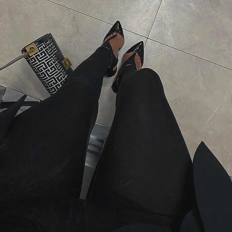 Women's Black High-Waisted Skinny Y2K Pants