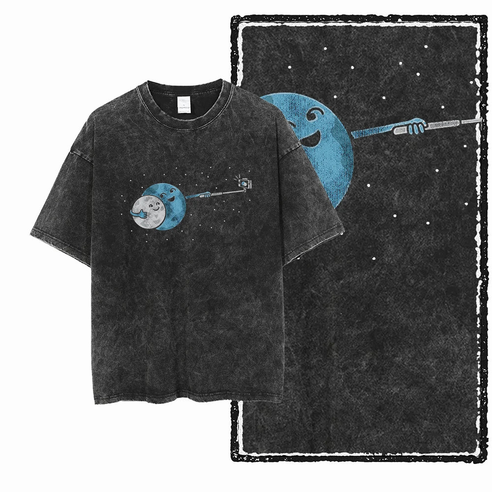 Astronaut Space Print Cotton Graphic T-Shirt
