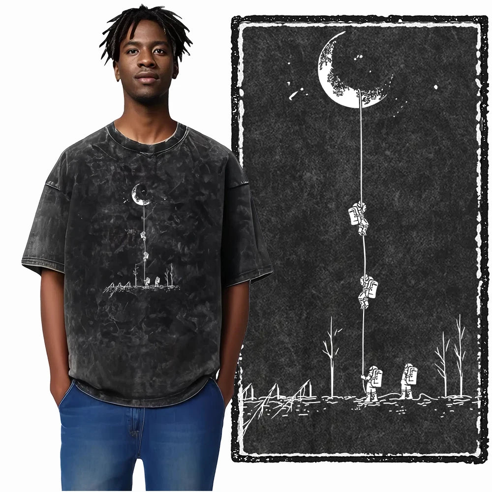 Astronaut Space Print Cotton Graphic T-Shirt
