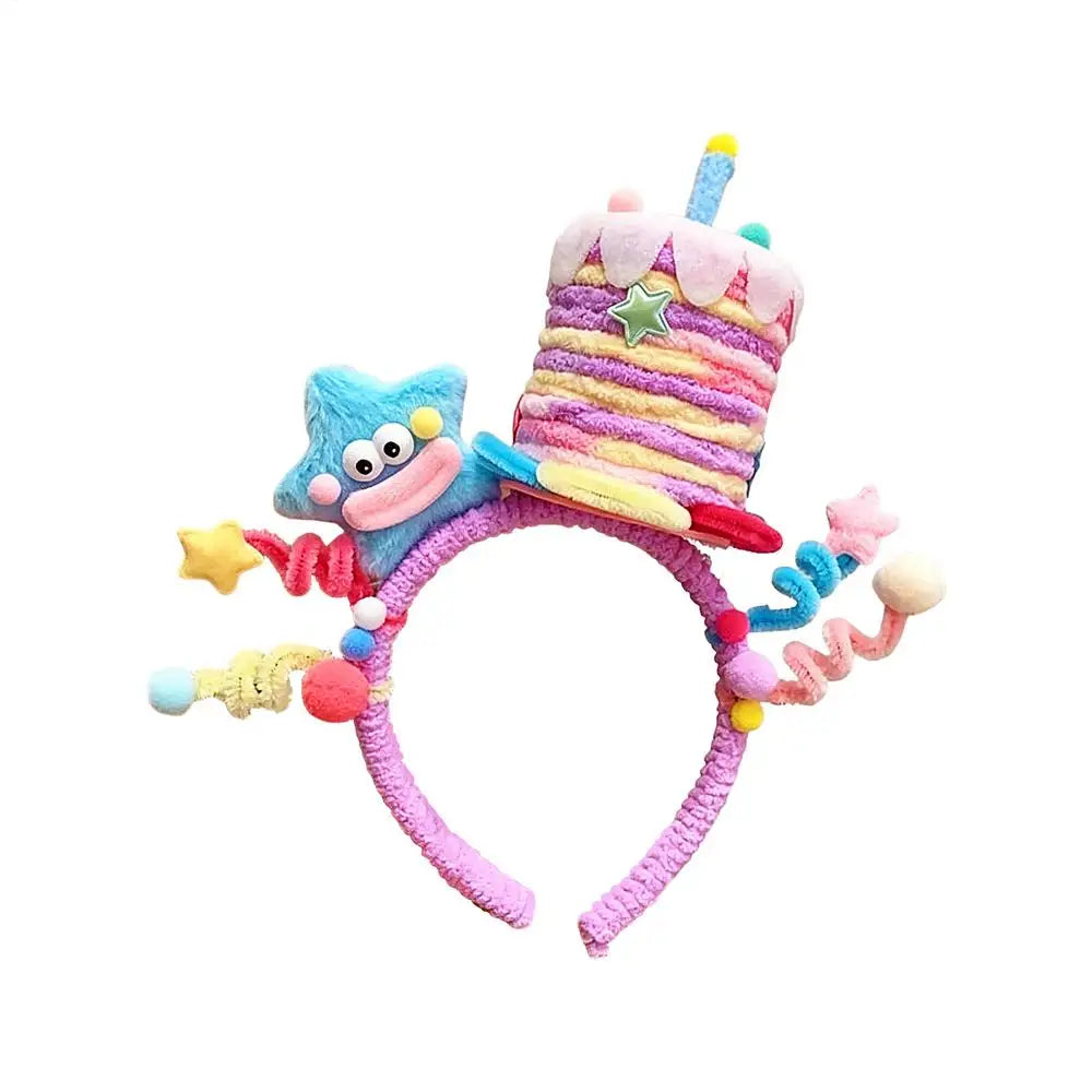 1PC Cake Star Headband Cartoon Headpieces Adjustable Twisted Bar Headband Headwear  Birthday Parties Photography Hair Hoops