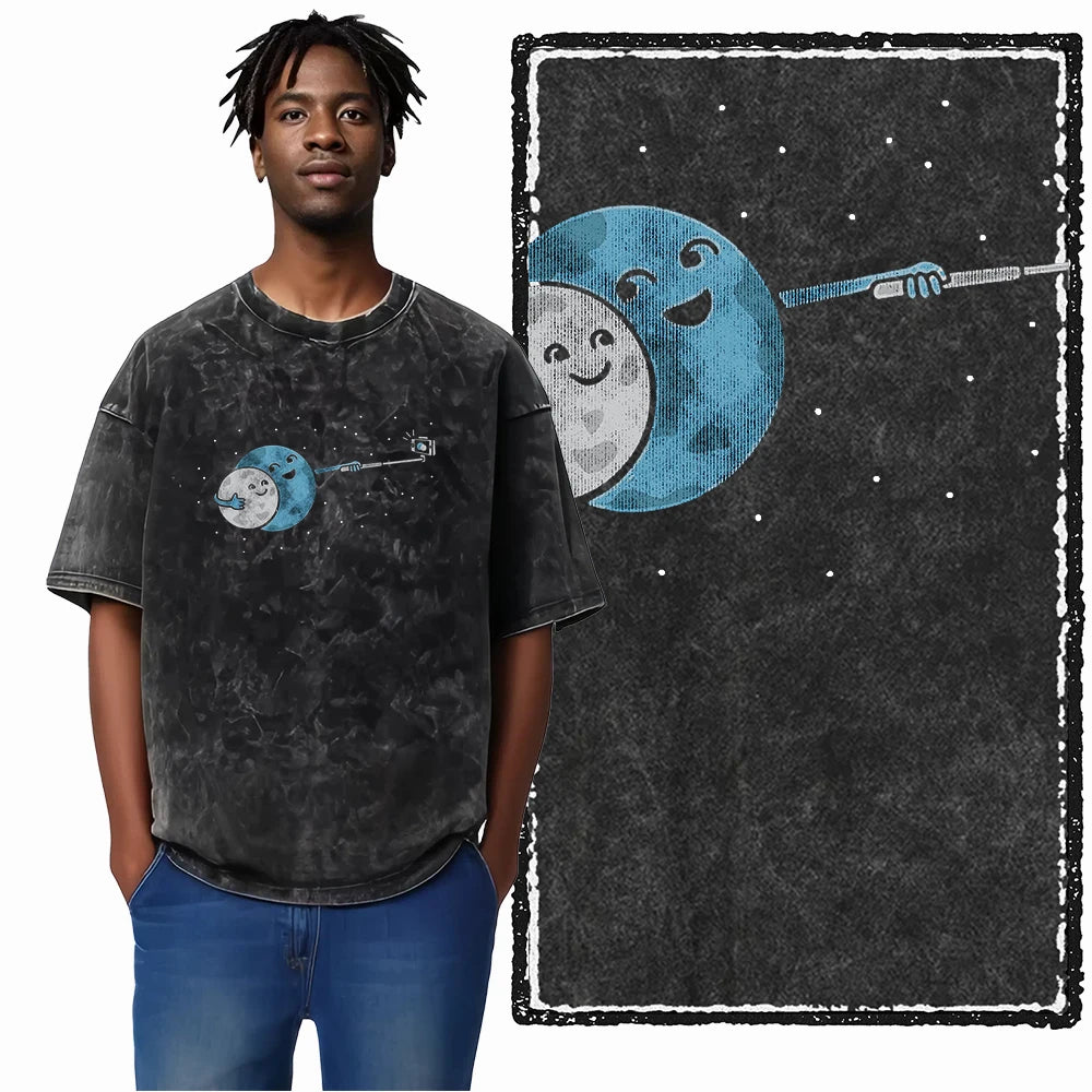 Astronaut Space Print Cotton Graphic T-Shirt