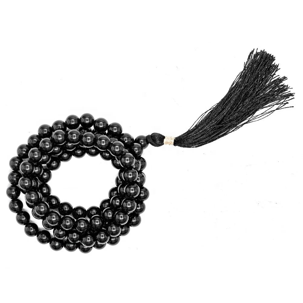 Wholesale Polished Black Obsidian Jap Mala 8mm Crystal Stones Yoga Meditation Feng Shui Buddhism Reiki Love Mascot-108 Beads