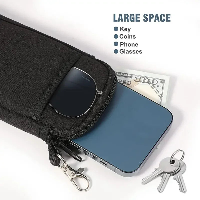 Portable Zippered Soft Eyeglass Case Sunglasses Storage Bag with Hanging Buckle Zipper Glasses Case Protective Glasses Storage C