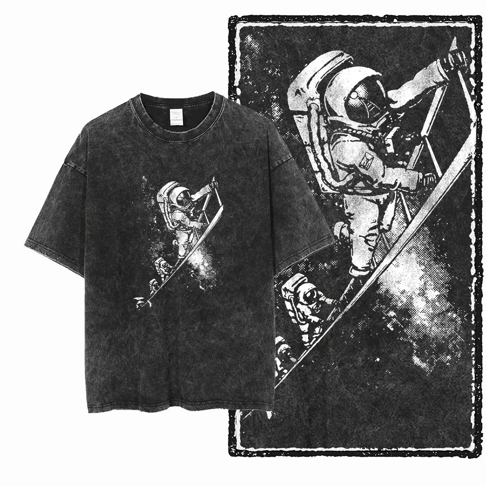 Astronaut Space Print Cotton Graphic T-Shirt