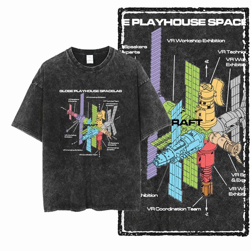 Astronaut Space Print Cotton Graphic T-Shirt