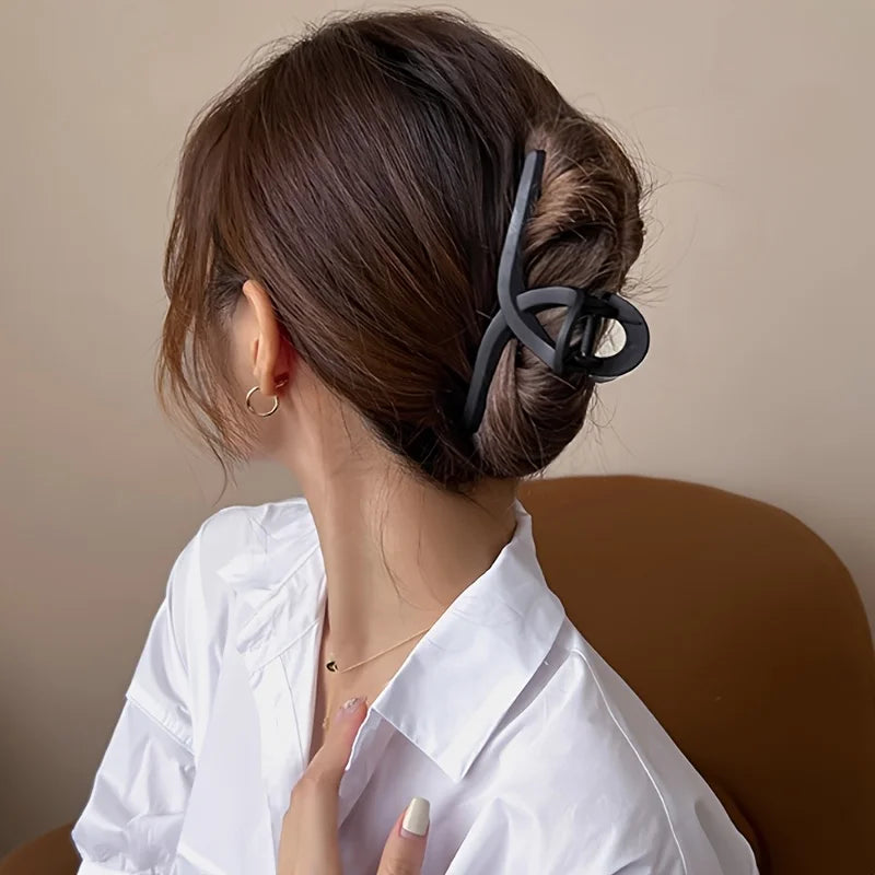 3pcs Elegant Frosted Hair Clips, Suitable For Women - Large Size, Anti Slip Cross Design Hair Clips, Women'S Hair Accessories