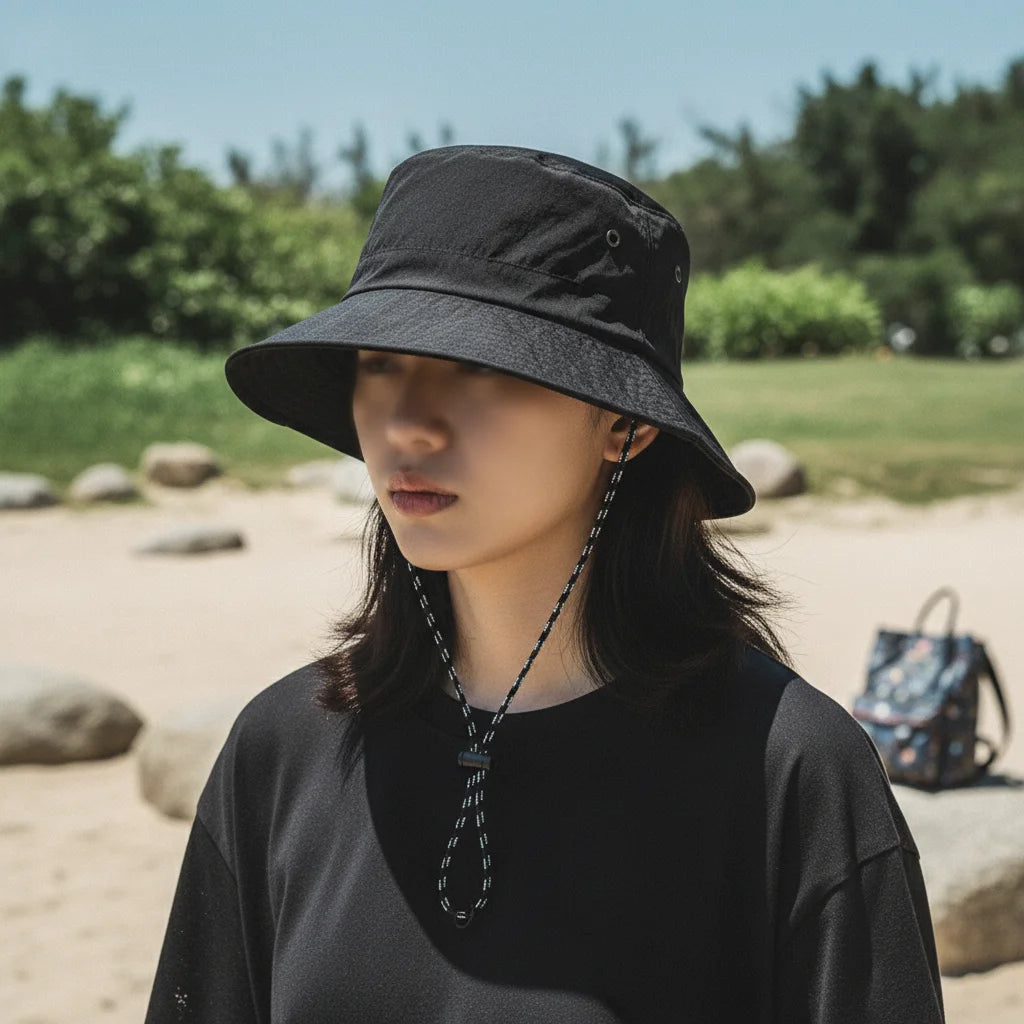 Fisherman Hat Foldable Quick Dry UV Protect Windproof Strap One Size Black, Gray, Khaki for Outdoor Travel Beach Men Women