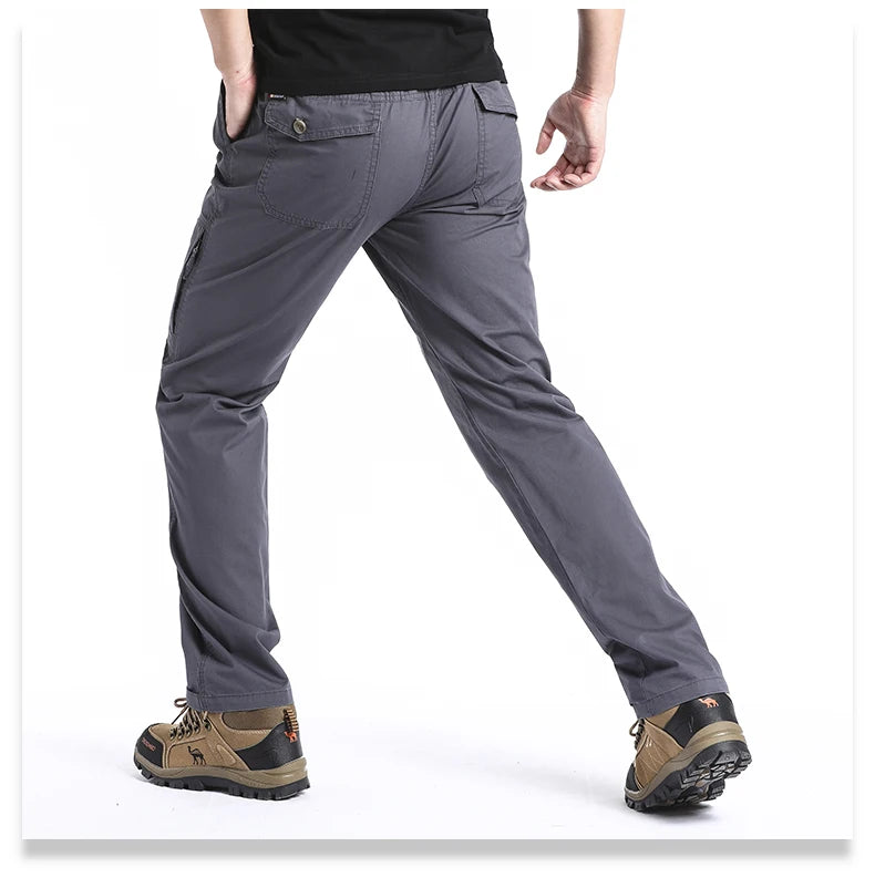 Men's Cotton Cargo Pants with Multiple Pockets