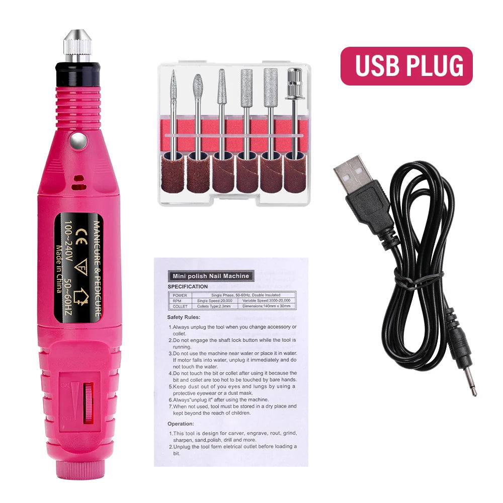 LULAA Electric Nail Drill Machine Set Pedicure Grinding Equipment Mill For Manicure  Professional Strong Nail Polishing Tool