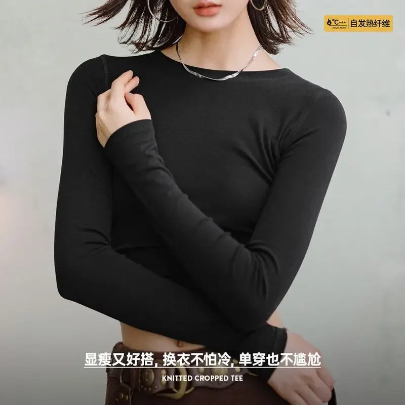 Maden Women's Thermal Long-Sleeve Crew Top