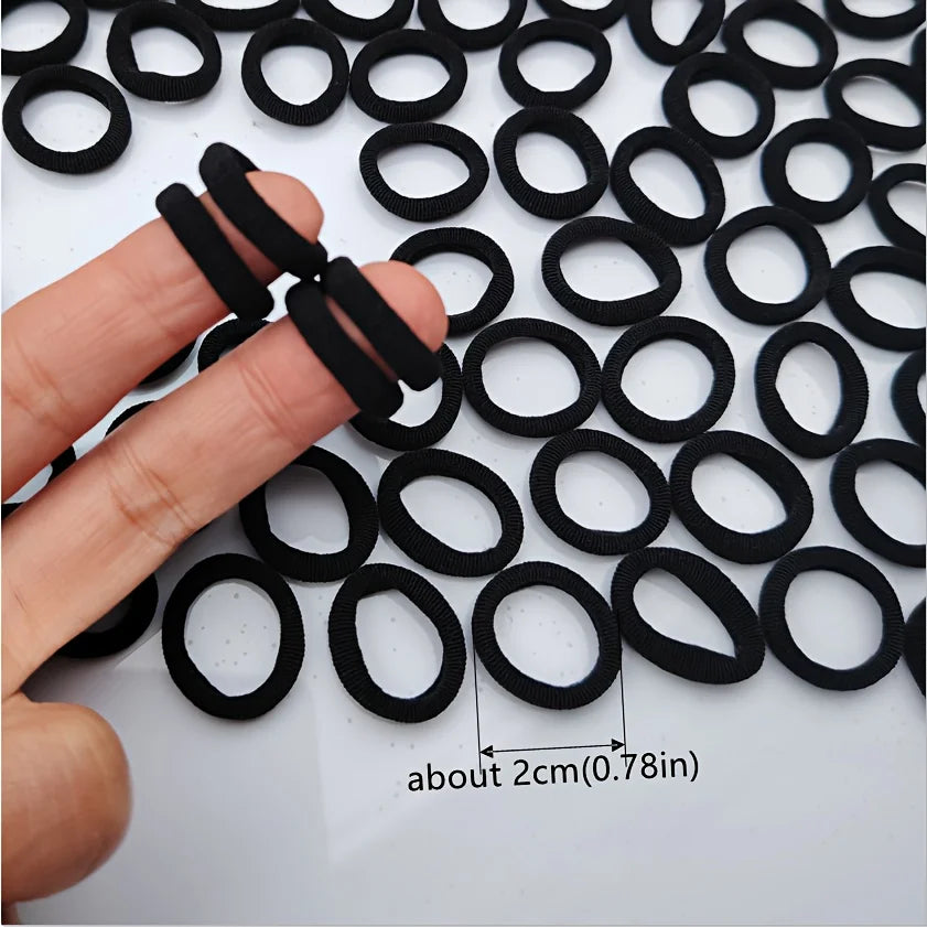 120 Black Mini Hair Ties + Zipper Bag, Non-Slip and Won'T Pull Hair, 1.98cm Ultra-Thin Ponytail Clips, Perfect for Girlfriends' Gatherings/Birthday Parties, Great Item for Styling and Beauty Looks, Birthday Gift | Independenc