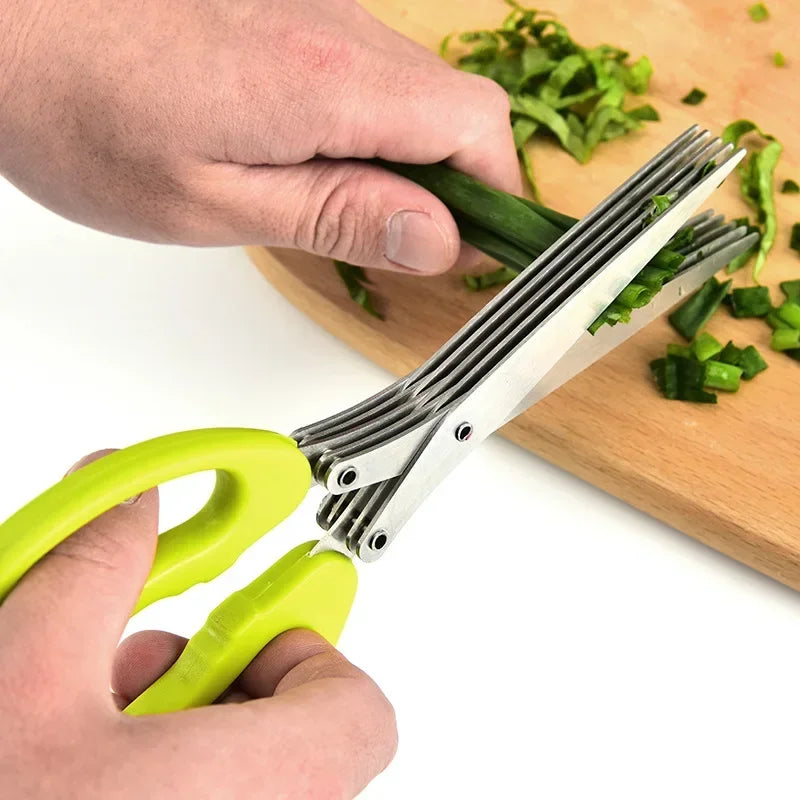 Ciseaux de cuisine multi-couches en acier inoxydable pour légumes, échalotes, herbes, algues, épices, outil de cuisine, accessoires de cuisine