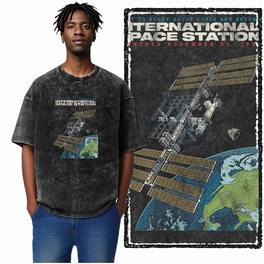 Astronaut Space Print Cotton Graphic T-Shirt