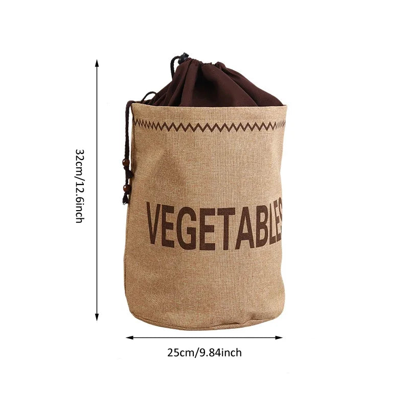 Sac de rangement en toile de jute pour cuisine : ail, oignons, pommes de terre, légumes, pain, sac à cordon, organisateur en tissu de jute pour pommes de terre