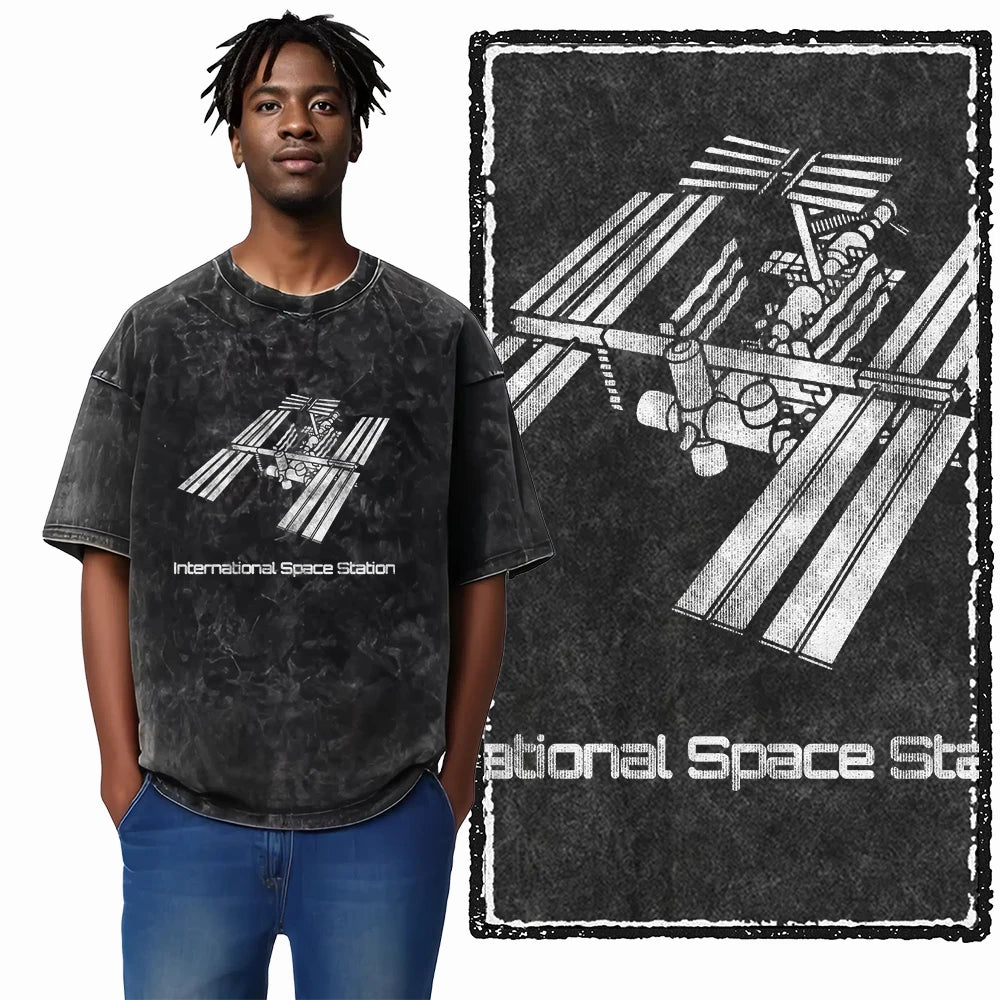 Astronaut Space Print Cotton Graphic T-Shirt