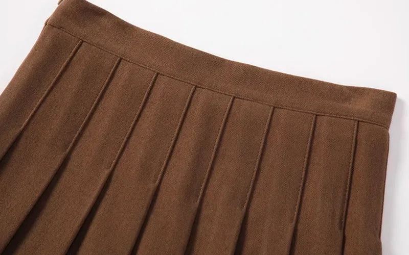 Women's Woolen Pleated Mini Skirt - Korean Style