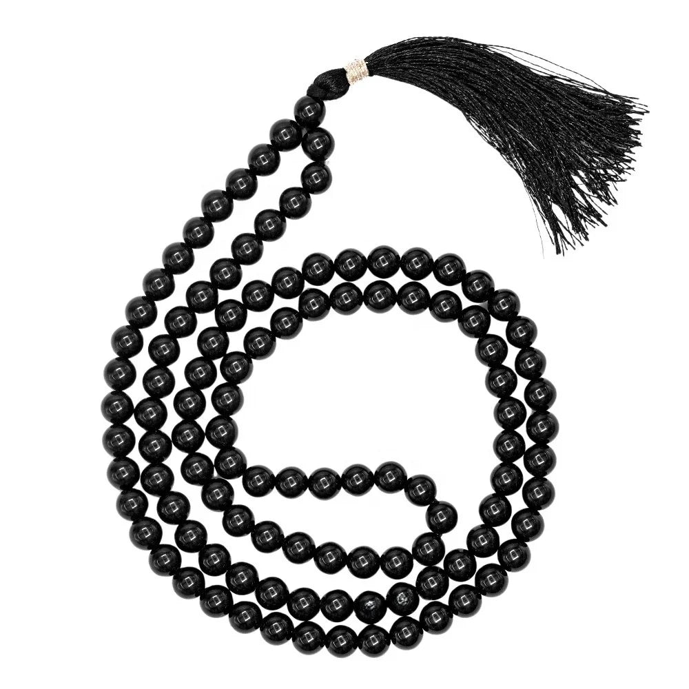 Wholesale Polished Black Obsidian Jap Mala 8mm Crystal Stones Yoga Meditation Feng Shui Buddhism Reiki Love Mascot-108 Beads
